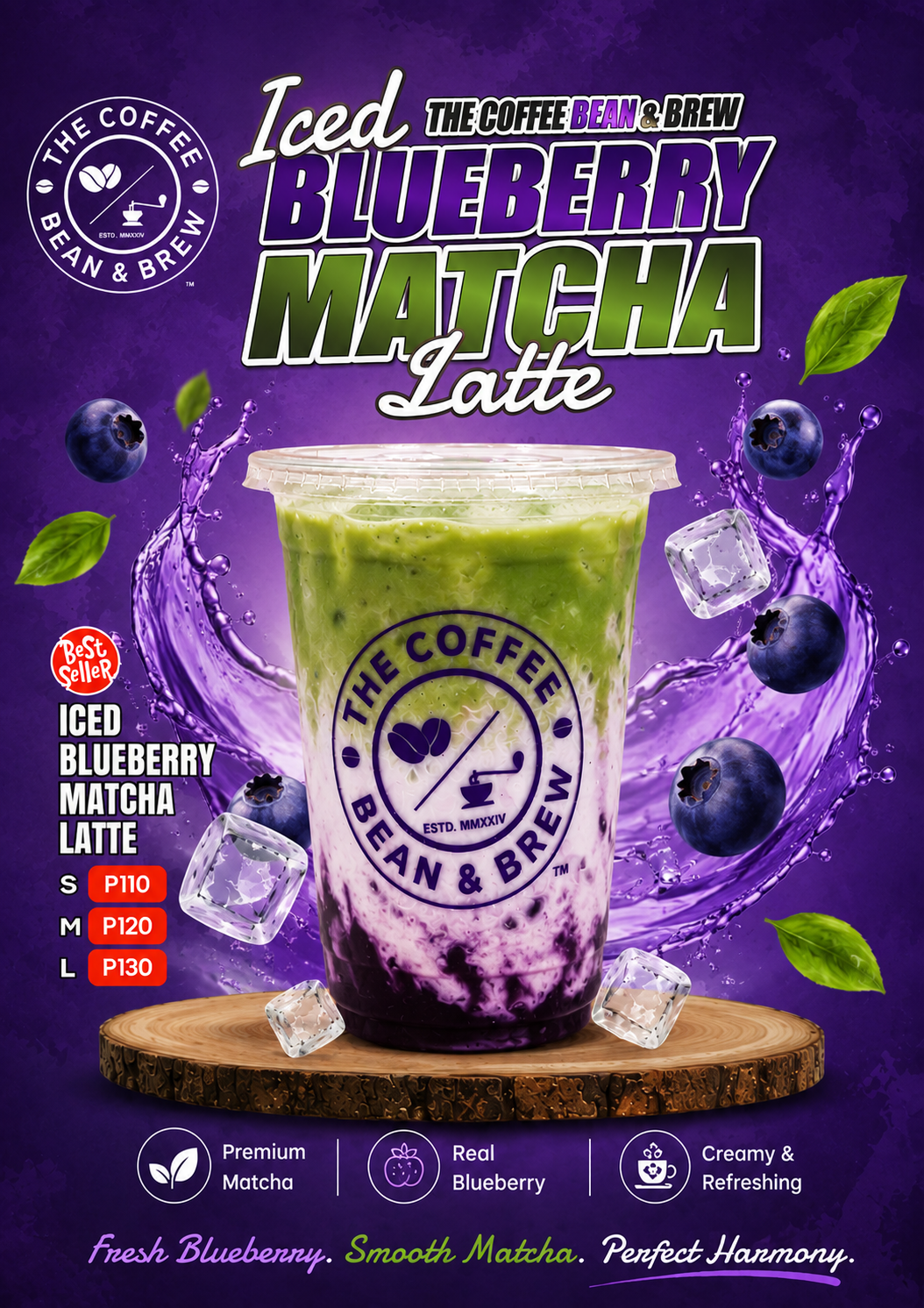 Iced Blueberry Matcha Latte